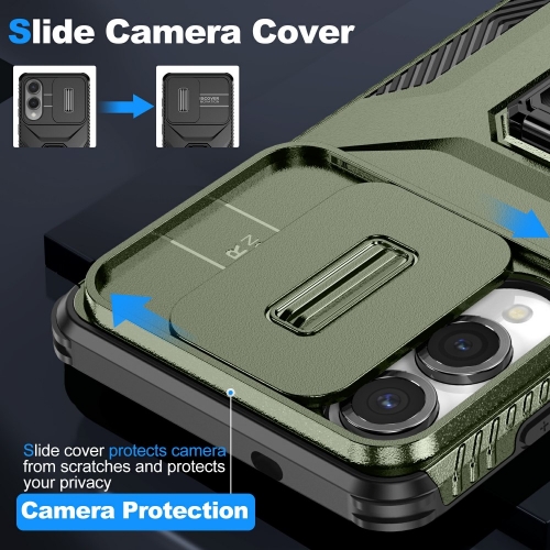 Удароустойчив калъф Slide Camera за Samsung Galaxy S25 Edge, Зелен