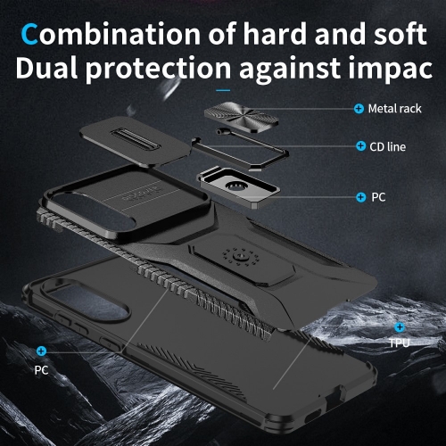Удароустойчив калъф Slide Camera за Samsung Galaxy S25 Edge, Черен