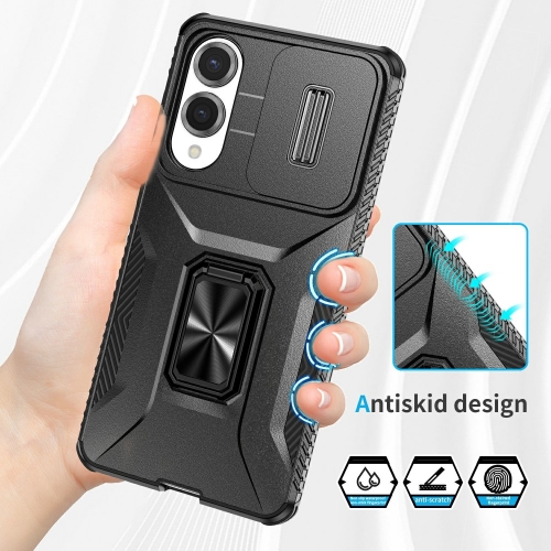 Удароустойчив калъф Slide Camera за Samsung Galaxy S25 Edge, Черен