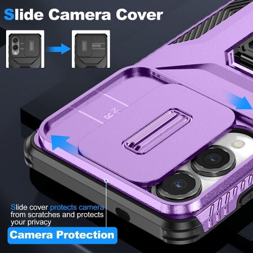 Удароустойчив калъф Slide Camera за Samsung Galaxy S25 Edge, Лилав