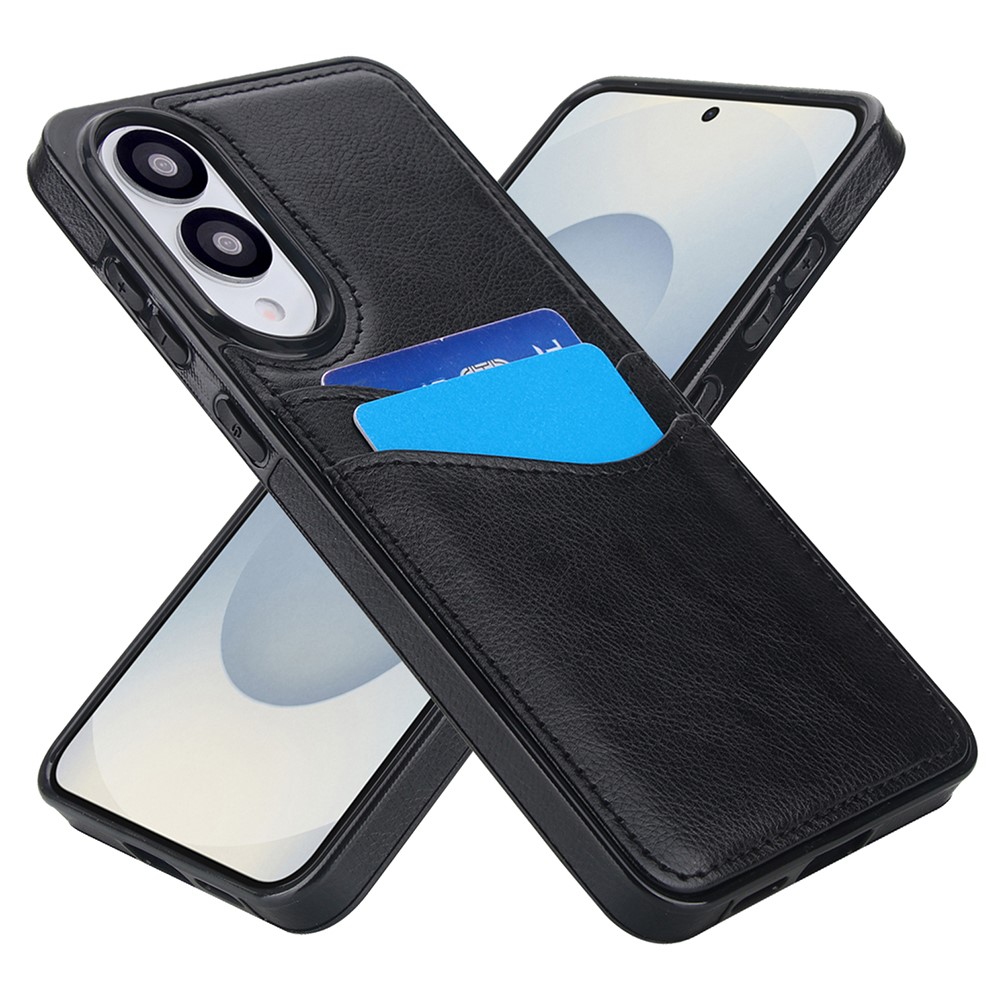 Удароустойчив калъф Leather Card Slot за Samsung Galaxy S25 Edge, Черен