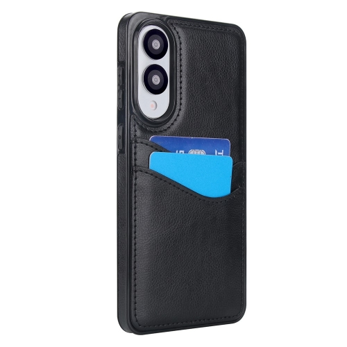 Удароустойчив калъф Leather Card Slot за Samsung Galaxy S25 Edge, Черен