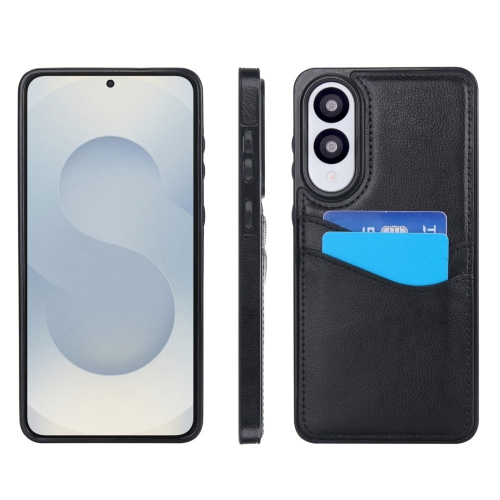 Удароустойчив калъф Leather Card Slot за Samsung Galaxy S25 Edge, Черен