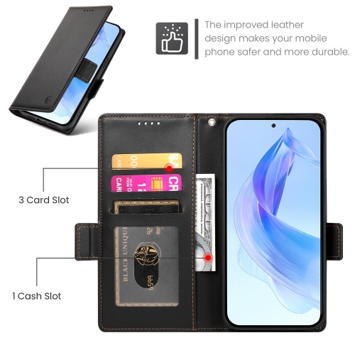 Калъф тефтер Wallet Stand Leather за Honor X8c 4G, Черен