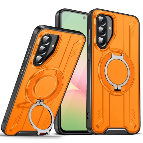 Удароустойчив калъф MagSF Kickstand за Samsung Galaxy A56 5G, Rotating Ring, Оранжев 