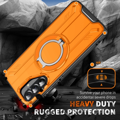 Удароустойчив калъф MagSF Kickstand за Samsung Galaxy A56 5G, Rotating Ring, Оранжев 