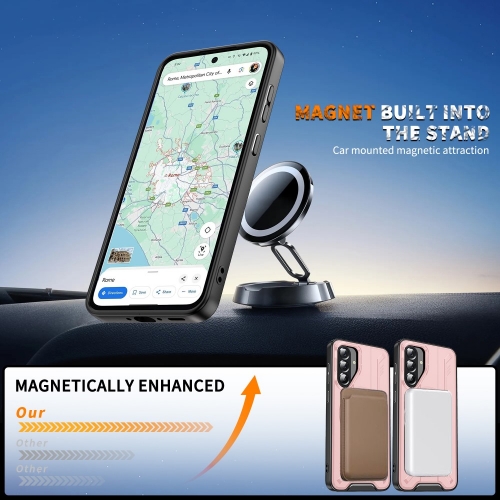 Удароустойчив калъф MagSF Kickstand за Samsung Galaxy A56 5G, Rotating Ring, Розов