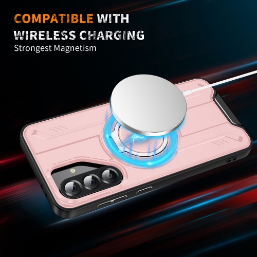Удароустойчив калъф MagSF Kickstand за Samsung Galaxy A56 5G, Rotating Ring, Розов