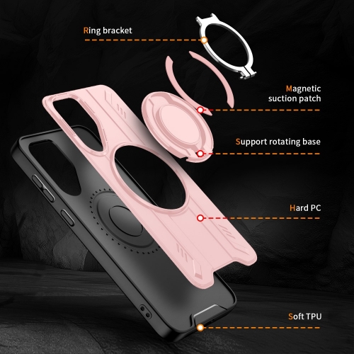 Удароустойчив калъф MagSF Kickstand за Samsung Galaxy A56 5G, Rotating Ring, Розов