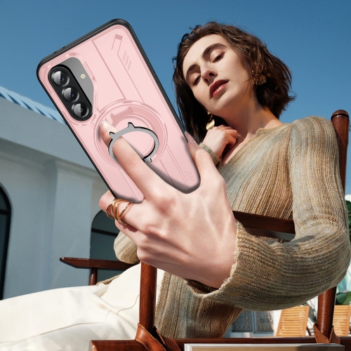 Удароустойчив калъф MagSF Kickstand за Samsung Galaxy A56 5G, Rotating Ring, Розов