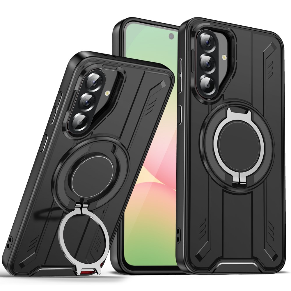 Удароустойчив калъф MagSF Kickstand за Samsung Galaxy A56 5G, Rotating Ring, Черен