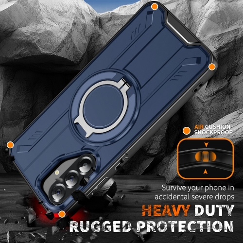 Удароустойчив калъф MagSF Kickstand за Samsung Galaxy A56 5G, Rotating Ring, Син