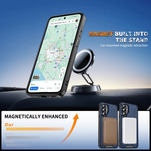 Удароустойчив калъф MagSF Kickstand за Samsung Galaxy A56 5G, Rotating Ring, Син