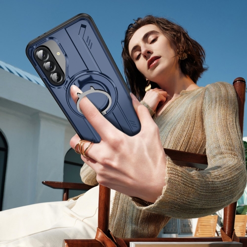 Удароустойчив калъф MagSF Kickstand за Samsung Galaxy A56 5G, Rotating Ring, Син