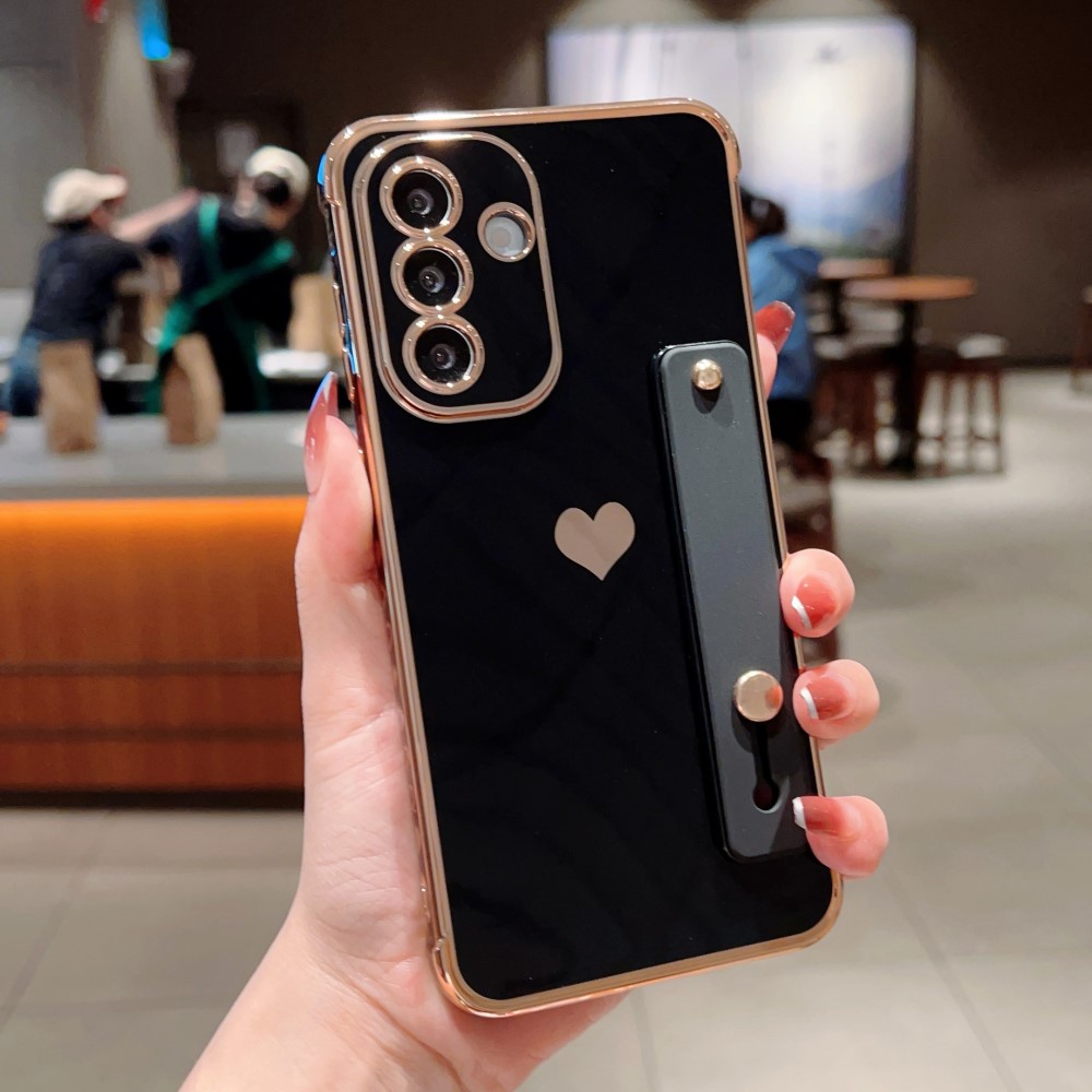 Силиконов калъф Strip Holder Heart за Samsung Galaxy A56 5G, Черен