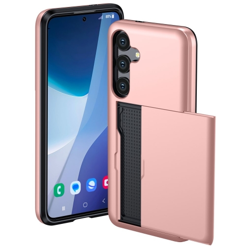Удароустойчив калъф Sliding Card за Samsung Galaxy A56 5G, Розов -златист