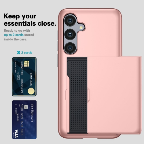 Удароустойчив калъф Sliding Card за Samsung Galaxy A56 5G, Розов -златист