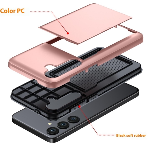 Удароустойчив калъф Sliding Card за Samsung Galaxy A56 5G, Розов -златист