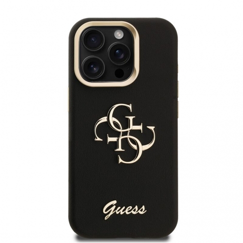 Калъф GUESS за iPhone 15 Pro, PU Grained 4G Logo Stand Camera Frame, GUHCP15LPCS4GSK