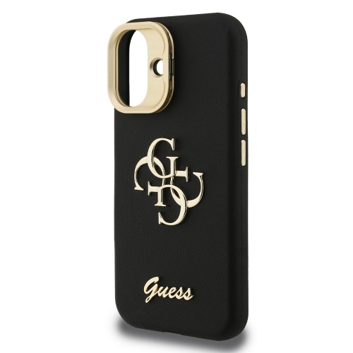Калъф GUESS за iPhone 16, PU Grained 4G Logo Stand Camera Frame, GUHCP16SPCS4GSK