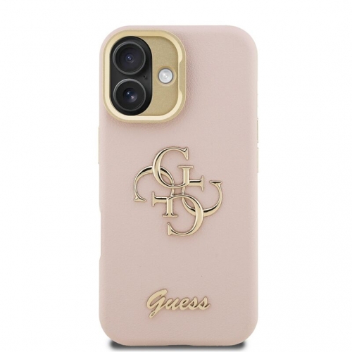 Калъф GUESS за iPhone 16, PU Grained 4G Logo Stand Camera Frame, GUHCP16SPCS4GSP