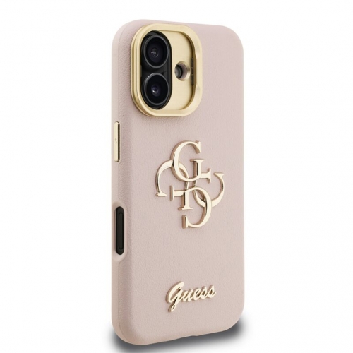 Калъф GUESS за iPhone 16, PU Grained 4G Logo Stand Camera Frame, GUHCP16SPCS4GSP
