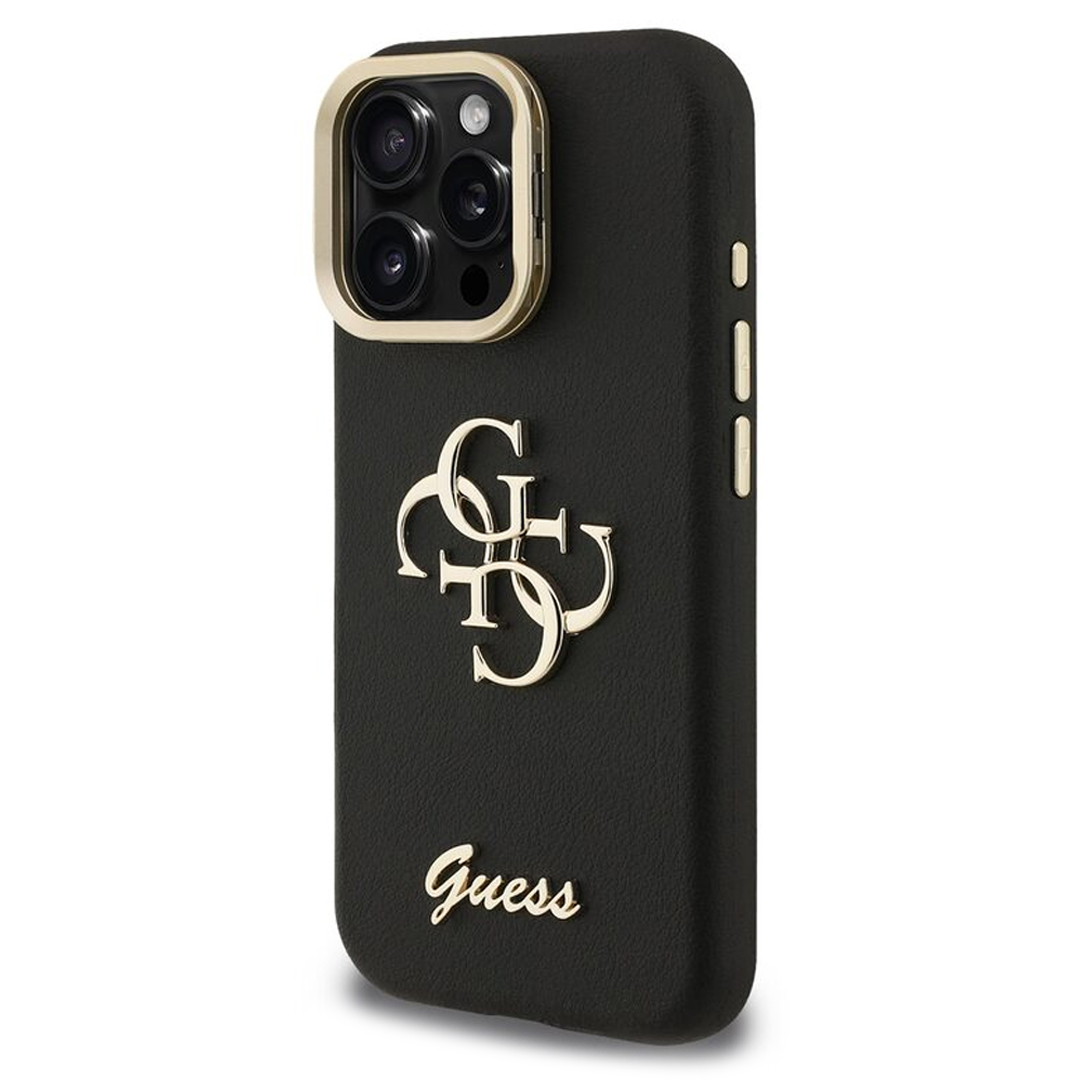 Калъф GUESS за iPhone 16 Pro Max, PU Grained 4G Logo Stand Camera Frame, GUHCP16XPCS4GSK