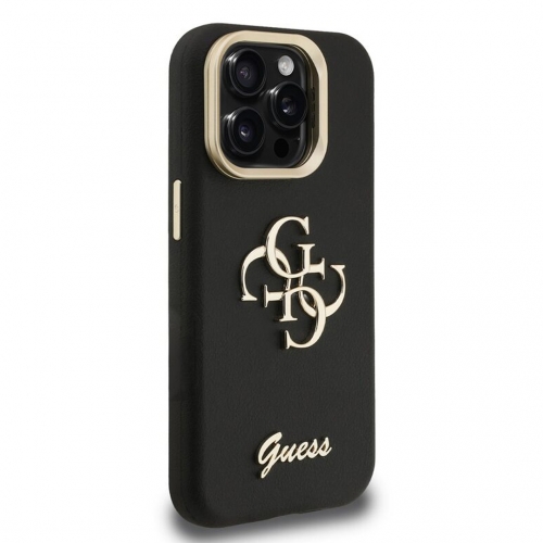 Калъф GUESS за iPhone 16 Pro Max, PU Grained 4G Logo Stand Camera Frame, GUHCP16XPCS4GSK