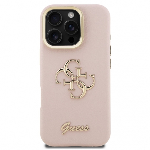 Калъф GUESS за iPhone 16 Pro Max, PU Grained 4G Logo Stand Camera Frame, GUHCP16XPCS4GSP