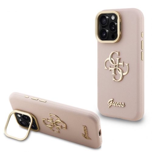 Калъф GUESS за iPhone 16 Pro Max, PU Grained 4G Logo Stand Camera Frame, GUHCP16XPCS4GSP