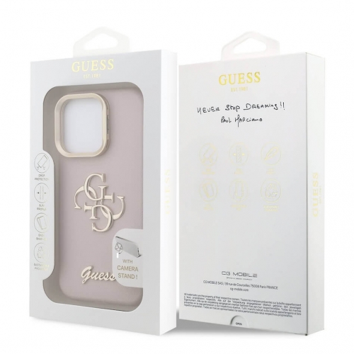 Калъф GUESS за iPhone 16 Pro Max, PU Grained 4G Logo Stand Camera Frame, GUHCP16XPCS4GSP