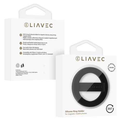 Държач за телефон Liavec Ring MagSF, Черен