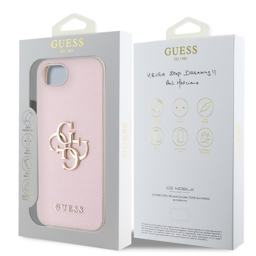 Калъф GUESS за iPhone 16e/17e, PU Grained 4G Metal Logo, GUHCPSE4PGT4MBP