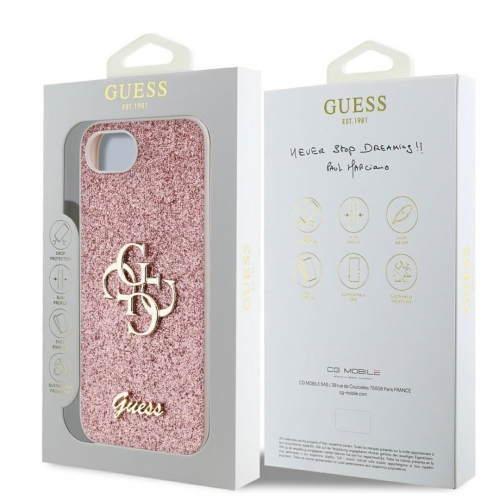 Калъф GUESS Glitter Flakes Metal Logo за iPhone 16e/17e, GUHCPSE4HG4SGP