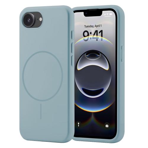 Удароустойчив калъф MagSF Slim Silicone за iPhone 16e/17e, Светло син
