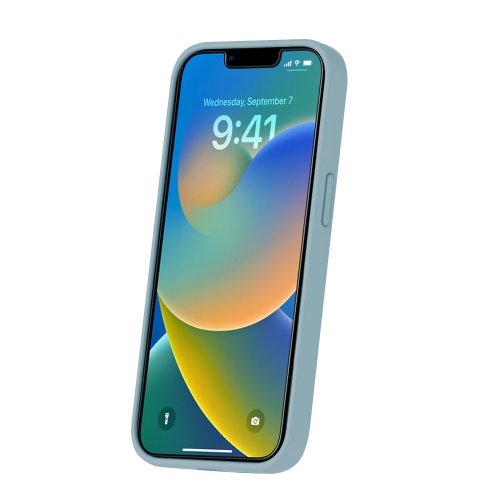 Удароустойчив калъф MagSF Slim Silicone за iPhone 16e/17e, Светло син