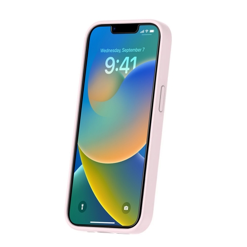 Удароустойчив калъф MagSF Slim Silicone за iPhone 16e/17e, Светло розов