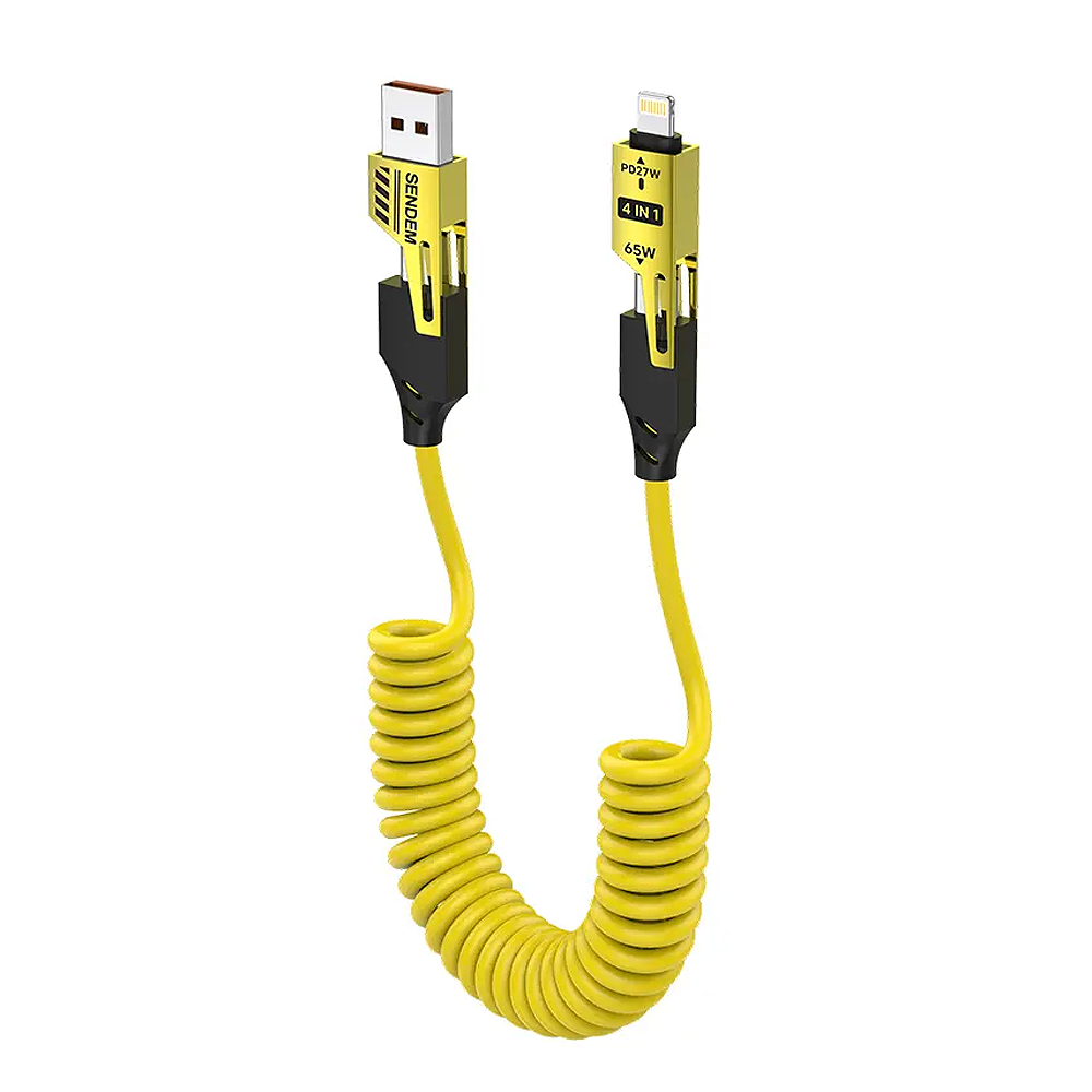 Кабел SENDEM M87 4 в 1, 27W+65W, PD, Жълт