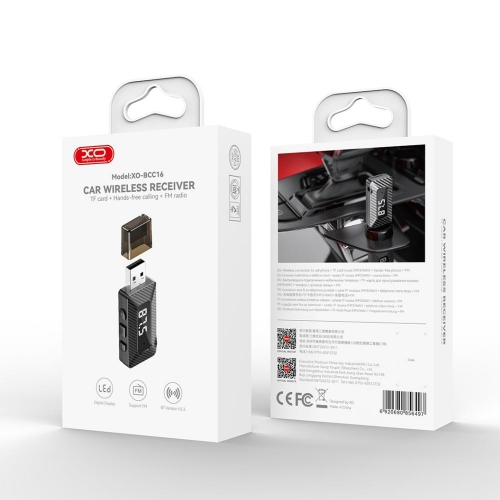 Трансмитер FM XO BCC16 USB Bluetooth MP3, Черен