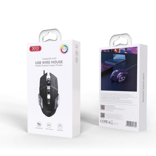 Геймърска Мишка XO M10  RGB  6 бутона 3200 DPI, Черен