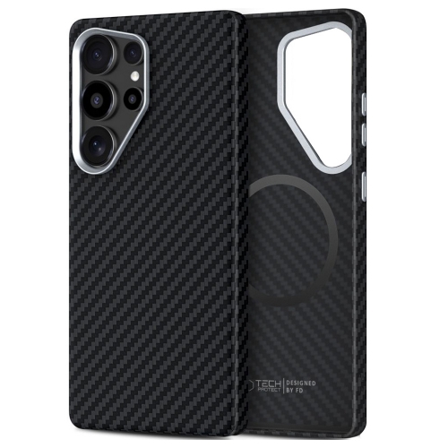 Удароустойчив калъф Tech-Protect ION Carbon MagSF за Samsung Galaxy S25 Ultra, Черен - сребрист