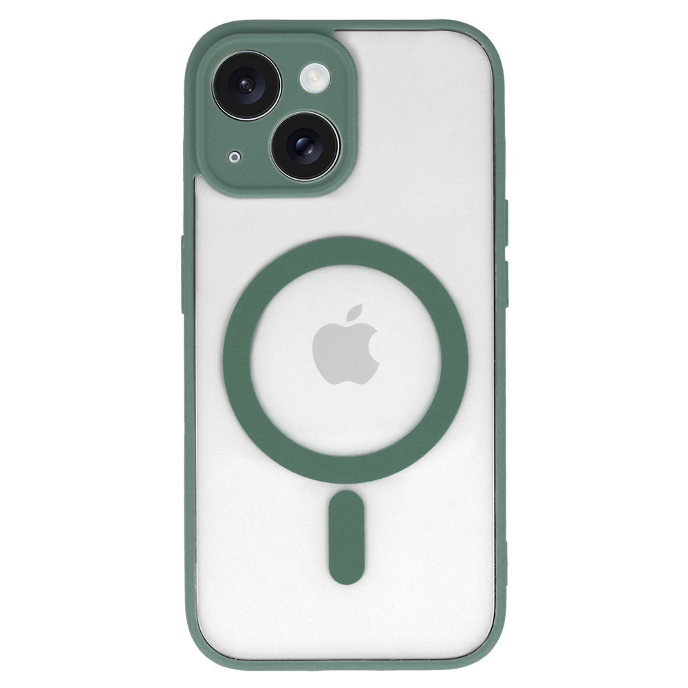 Удароустойчив калъф Acrylic Color MagSF за iPhone 15 Plus, Зелен