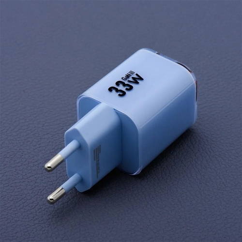 Мрежово зарядно Forcell F-ENERGY PD QC4.0 33W GaN III VT-41, кабел 1 x USB-C, 1x USB-A, Син