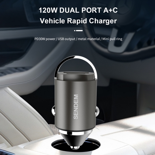 Зарядно за кола 12V Sandem D16, USB-A, USB-C, 120W, Сив
