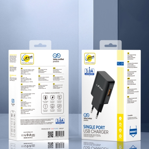 Мрежово Зарядно 220v LS TC9 Quick Charge 3.0, Черен