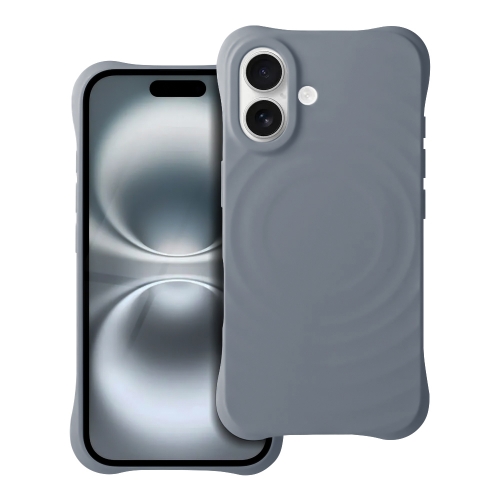 Силиконов калъф Zephyr Mag Cover за iPhone 16, Сив-син