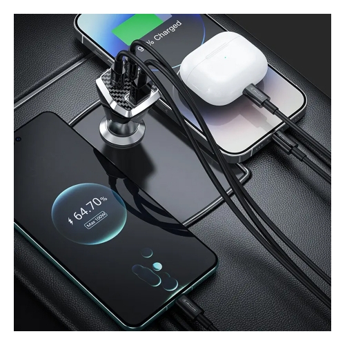 Зарядно за кола 12V Jellico F15, PD, 88.5W, 2xUSB-C, 1xUSB, QC3.0, черен