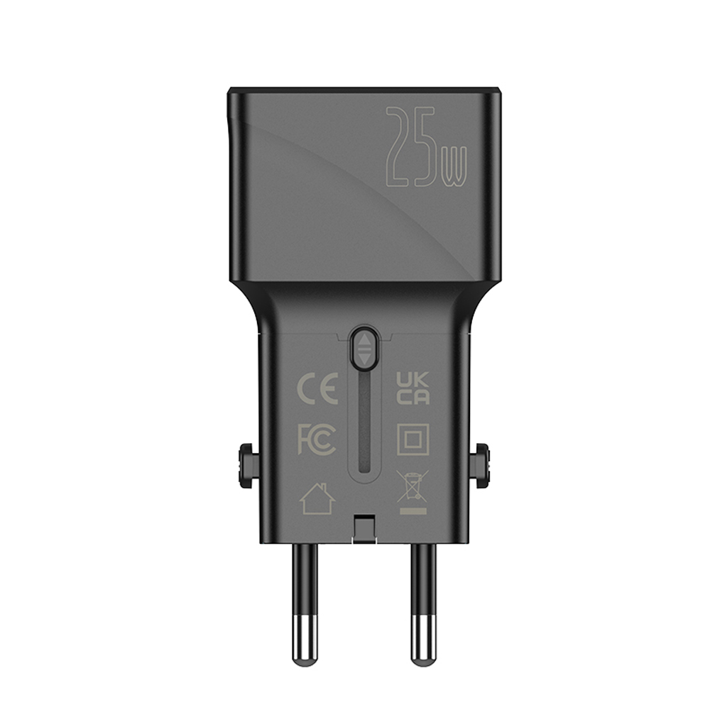 Зарядно Jellico S6, PD, 25W, 1xUSB-C, 1xUSB, QC3.0, черен