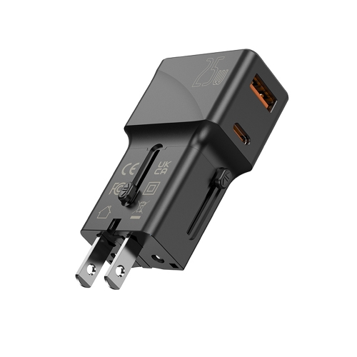 Зарядно Jellico S6, PD, 25W, 1xUSB-C, 1xUSB, QC3.0, черен