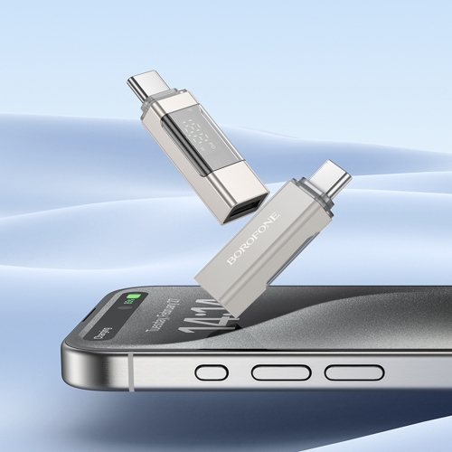 Адаптер Borofone BV25, USB-C към USB-C, с дисплей, сив